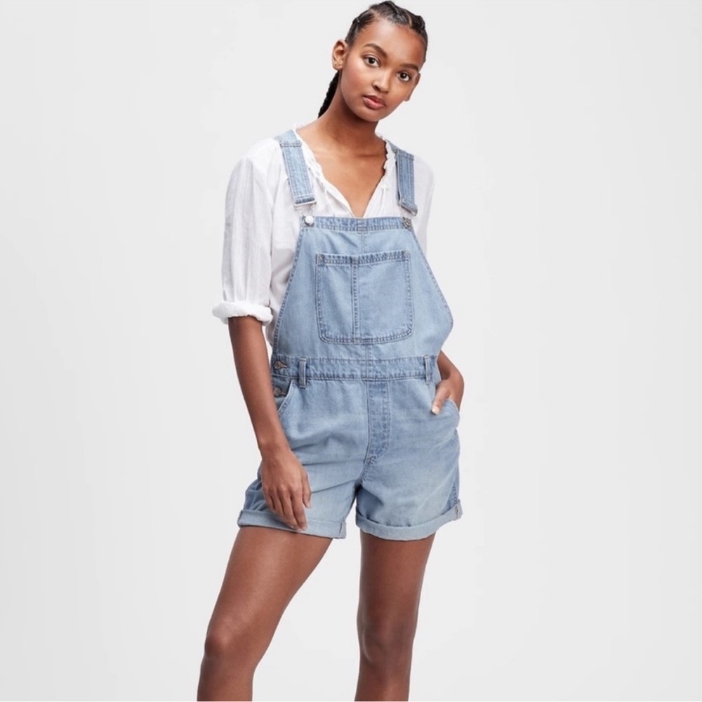 GAP Denim Bib Shortalls, Light Indigo Blue, overalls XL